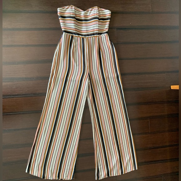 Nordstrom Leith Strapless Striped Pantsuit M - Picture 9 of 12